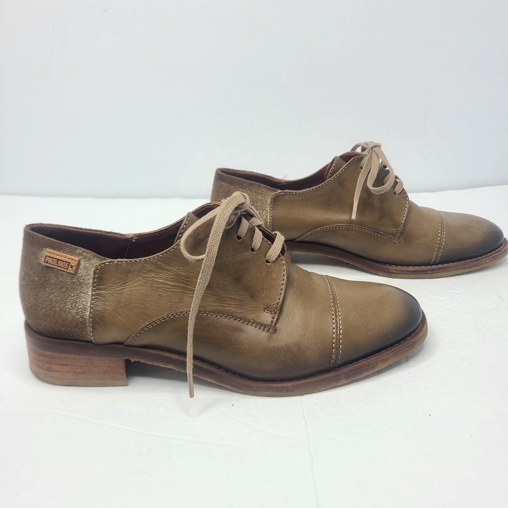 Pikolinos Womens Cap Toe Olive Leather Classic Oxford Brogue Shoes 40 9/9.5 - Picture 2 of 2